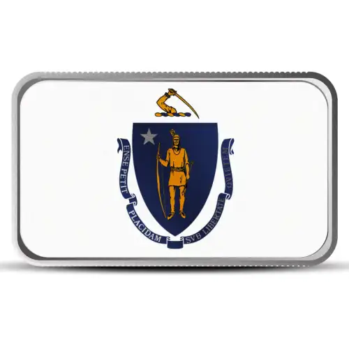 1 oz Massachusetts State Flag Silver Bar (Colored)