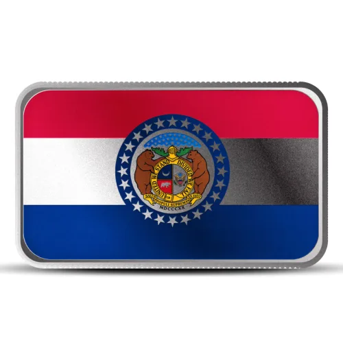1 oz Missouri State Flag Silver Bar (Colored)