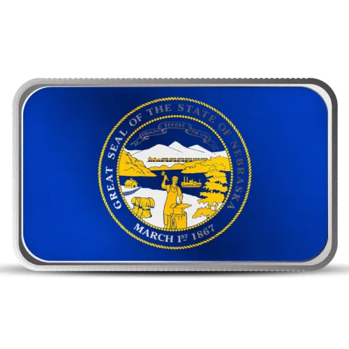 1 oz Nebraska State Flag Silver Bar (Colored)