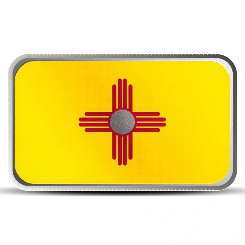 1 oz New Mexico State Flag Silver Bar (Colored)