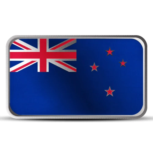 1 oz New Zealand Country Flag Silver Bar (Colored)