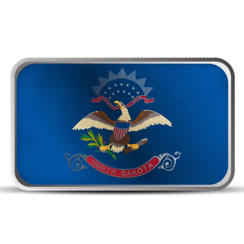 1 oz North Dakota State Flag Silver Bar (Colored)