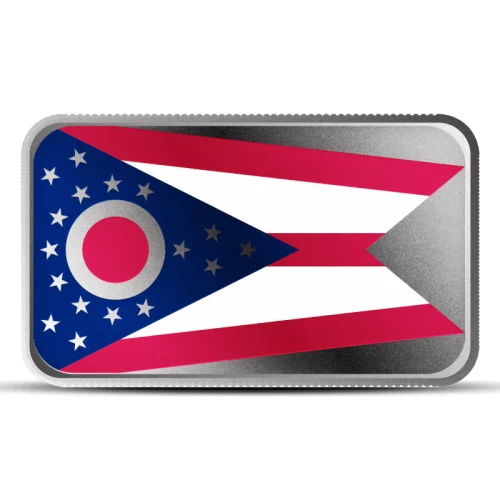 1 oz Ohio State Flag Silver Bar (Colored)