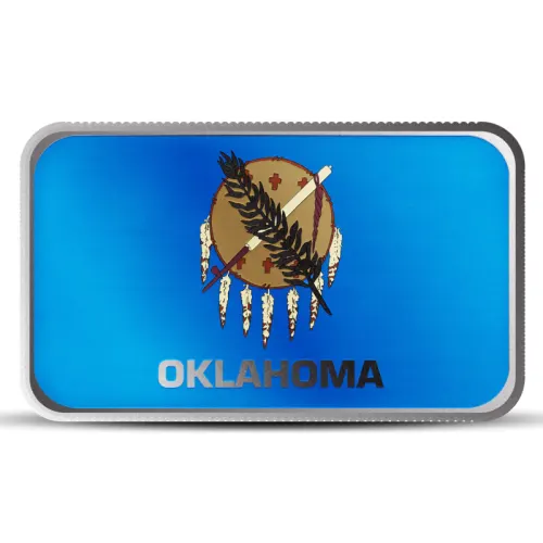 1 oz Oklahoma State Flag Silver Bar (Colored)