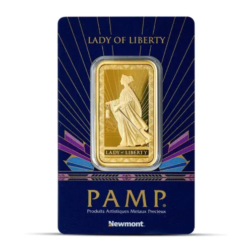 1 oz PAMP Lady Liberty Gold Bar (In Assay)