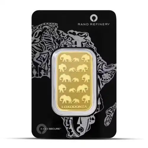 1 oz Rand Refinery Elephant Gold Bar (Black Assay)