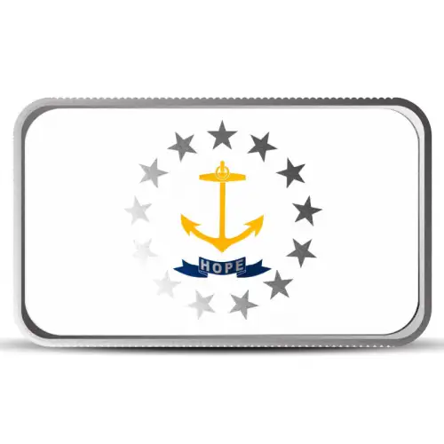 1 oz Rhode Island State Flag Silver Bar (Colored)
