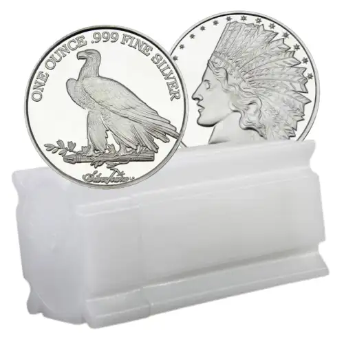 1 oz SilverTowne $10 Indian Design Silver Round (Tube of 20)