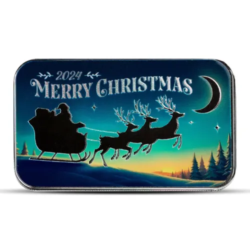 1 oz Starlit Sleigh Ride Silver Bar (Color)