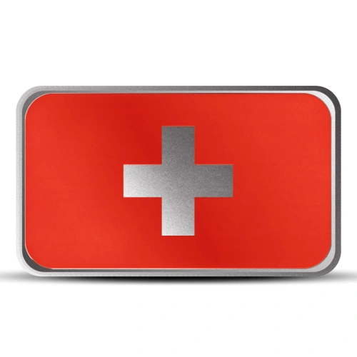 1 oz Switzerland Country Flag Silver Bar (Colored)