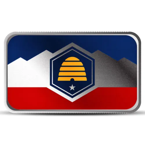 1 oz Utah State Flag Silver Bar (Colored)