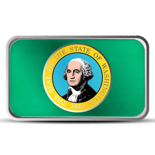 1 oz Washington State Flag Silver Bar (Colored)