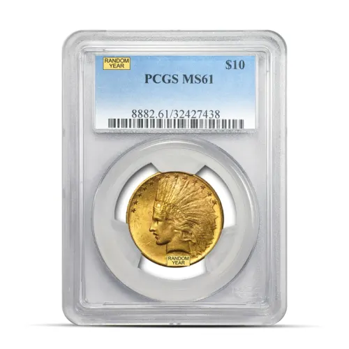 $10 Indian Gold Eagle Coin (MS61, NGC or PCGS, Random)