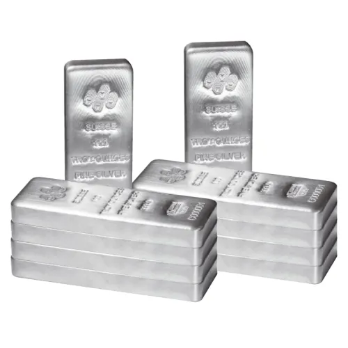 1000 oz Silver - 10 x 100 oz PAMP Suisse Cast Silver Bars
