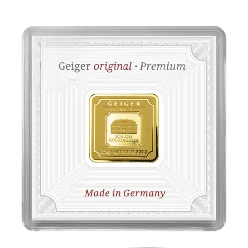 2.5 Gram Geiger Edelmetalle Square Gold Bar