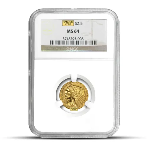$2.50 Indian Quarter Gold Eagle Coin (MS64, NGC or PCGS, Random)