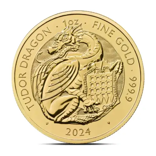 2024 1 oz British Tudor Beasts: Dragon Gold Coin (BU)