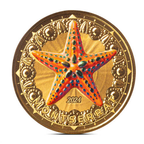 2024 1 oz EC8 Montserrat Starfish Gold Coin (Colored)