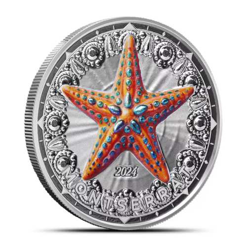 2024 1 oz EC8 Montserrat Starfish Silver Coin ( Colored)