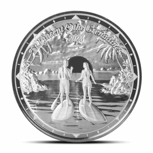 2024 1 oz EC8 St. Vincent & the Grenadines Paddleboard Couple Silver Coin