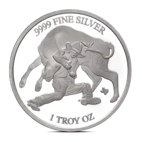 2024 1 oz Texas Mint Steer Wrestling Silver Round