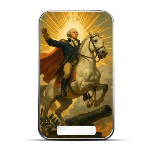 2025 1 oz Americana George Washington Riding into Freedom Colorized Silver Bar (Limited Edition)