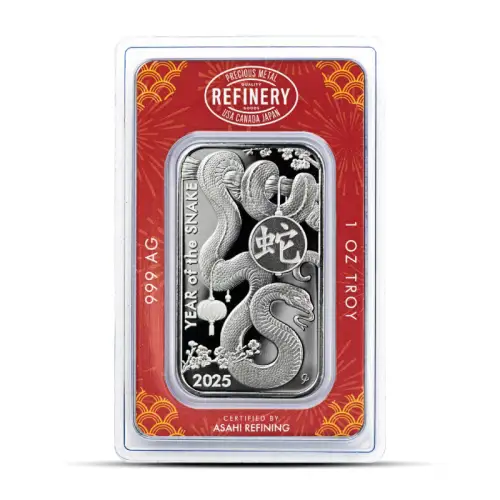 2025 1 oz Asahi Lunar Snake Silver Bar (In Assay)