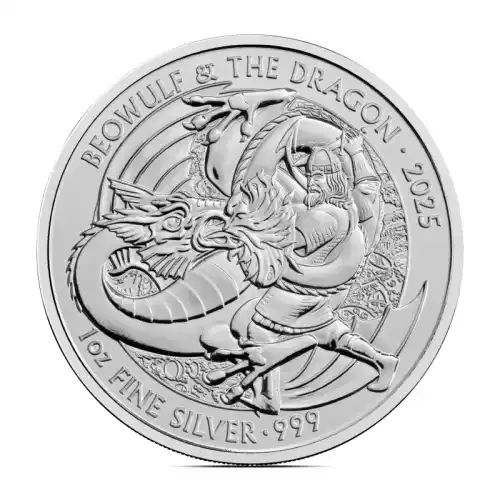 2025 1 oz British Beowulf & the Dragon Silver Coin (BU)