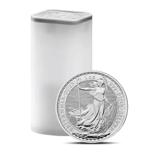 2025 1 oz British Britannia Silver Coin BU - Tube of 25