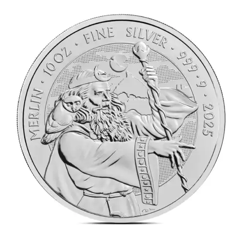 2025 10 oz British Myths & Legends Merlin Silver Coin (BU)