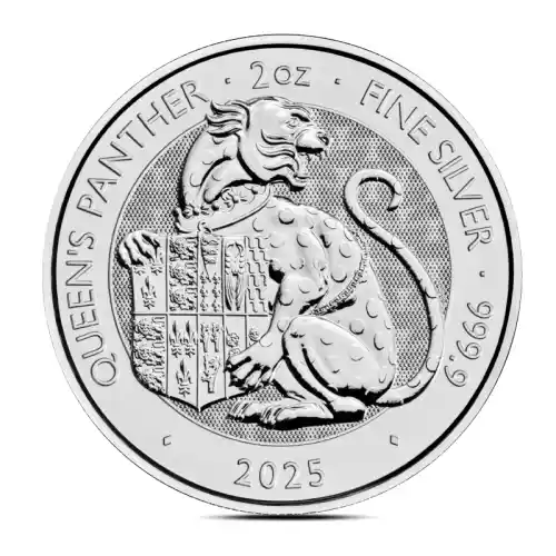 2025 2 oz British Tudor Beasts: Panther Silver Coin (BU)