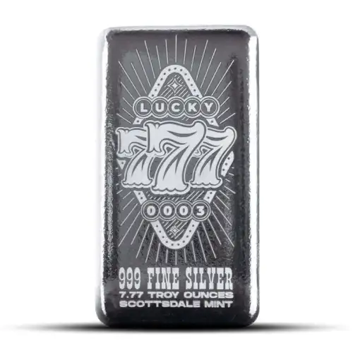 2025 7.77 oz Lucky Sevens Series Cast Silver Bar