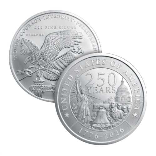 5 oz USA 250th Anniversary Silver Round (GSM)