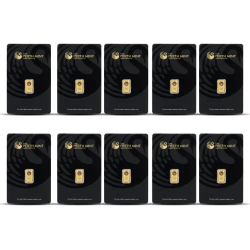 Lot of 10 - 1 Gram Perth Mint Gold Bar