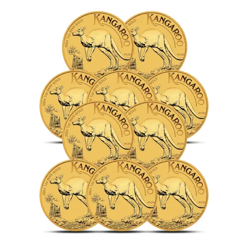 Lot of 10 - 2024 1 oz Perth Kangaroo Gold Coin (BU)