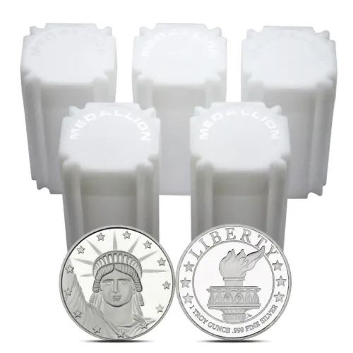Lot of 100 - 1 oz SilverTowne Lady Liberty Silver Round - 5 Tubes of 20