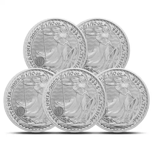 Lot of 5 - 2023 Platinum 1/10 oz Great Britain Britannia King Charles