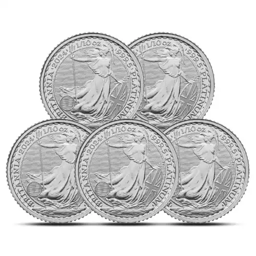 Lot of 5 - 2024 1/10 oz Great Britain Britannia Platinum Coin (BU)