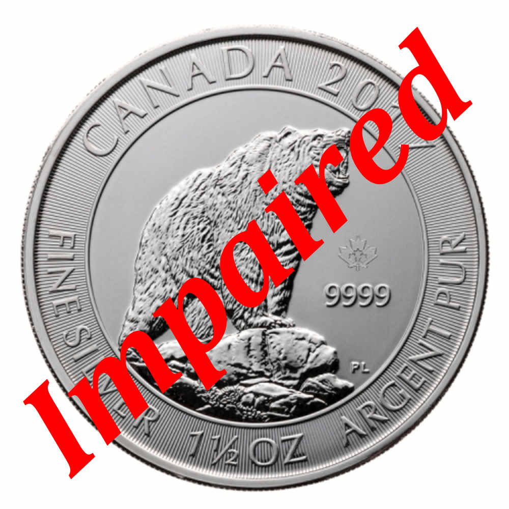 2017 Silver 1.5 oz Canadian Grizzly Bear *Spotted