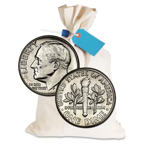 90% Silver $10 FV Mixed Dimes Bag Circulated/Junk