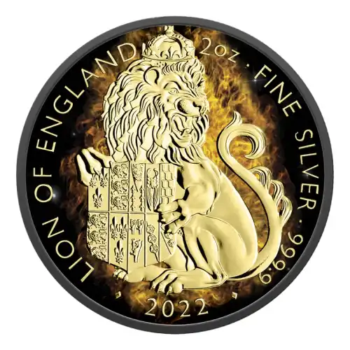 2022 Tudor's Beasts Burning Lion 2 oz Silver