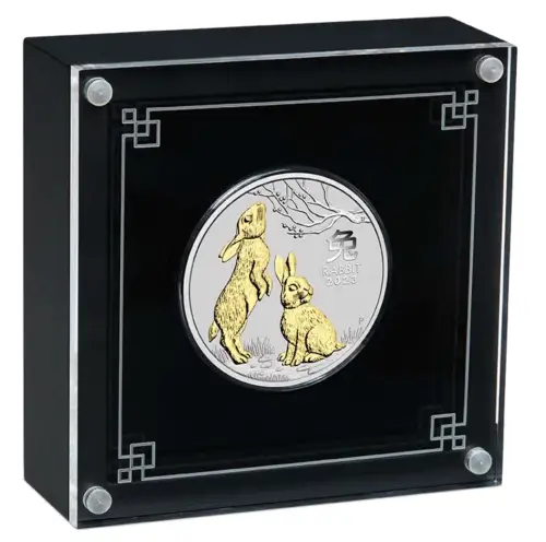 2023 Perth Lunar Year of the Rabbit 1 oz Silver Gilded Proof