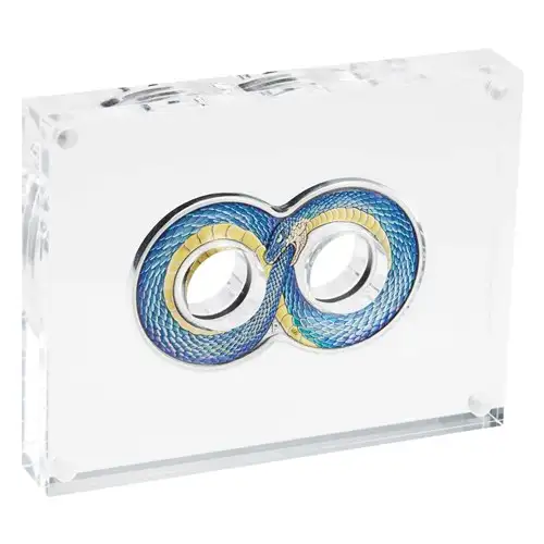 2022 Perth Figure Eight: Snake Ouroboros 2 oz Silver Color Antiqued