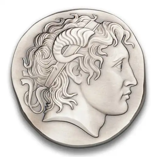 Silver 5 oz Argentia Alexander the Great UHR Antiqued Round