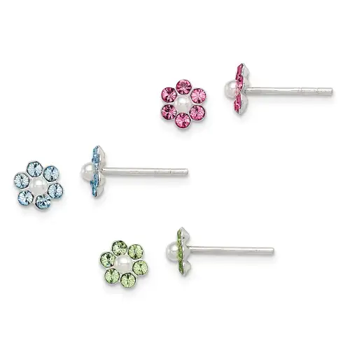 children-s-stellux-crystal-and-imitation-pearl-flower-post-earring-set-ss