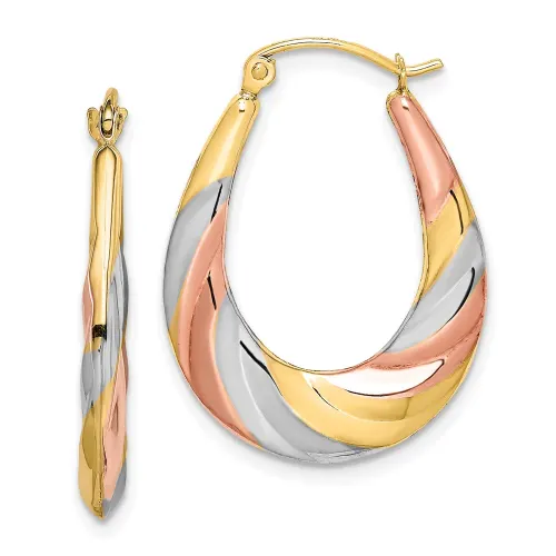 Oval Scalloped Hollow Hoop Earrings