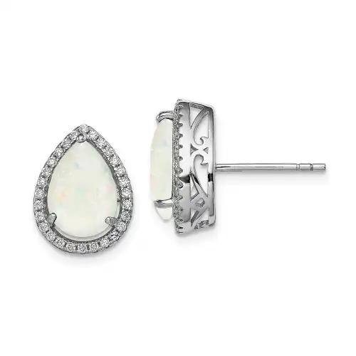 sterling-silver-rhodium-polished-simulated-opal-and-cz-post-earrings