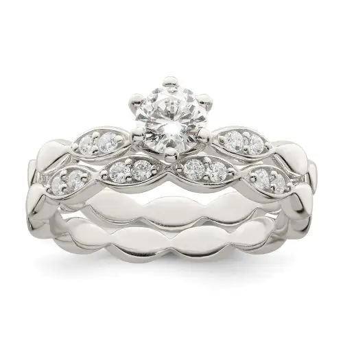 sterling-silver-polished-cz-wedding-ring-set