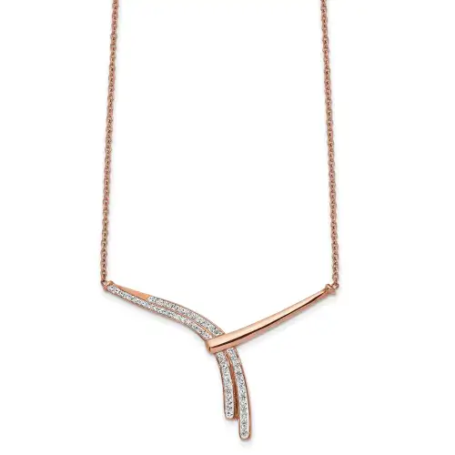 chisel-stainless-steel-polished-rose-ip-plated-preciosa-crystal-bar-on-a-17-75-inch-cable-chain-with-a-2-inch-extension-necklace