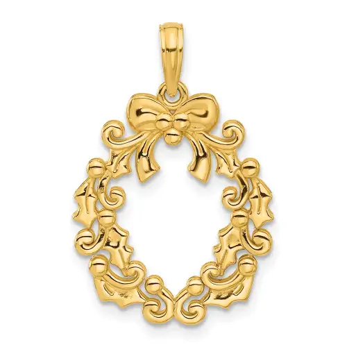 14k-polished-christmas-wreath-pendant